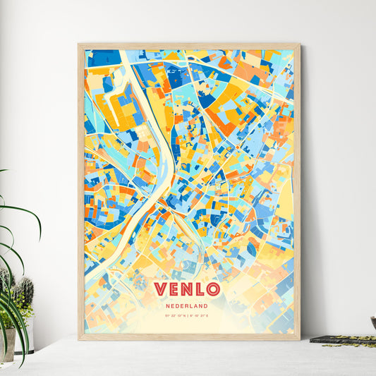 Colorful VENLO NETHERLANDS Fine Art Map Blue Orange