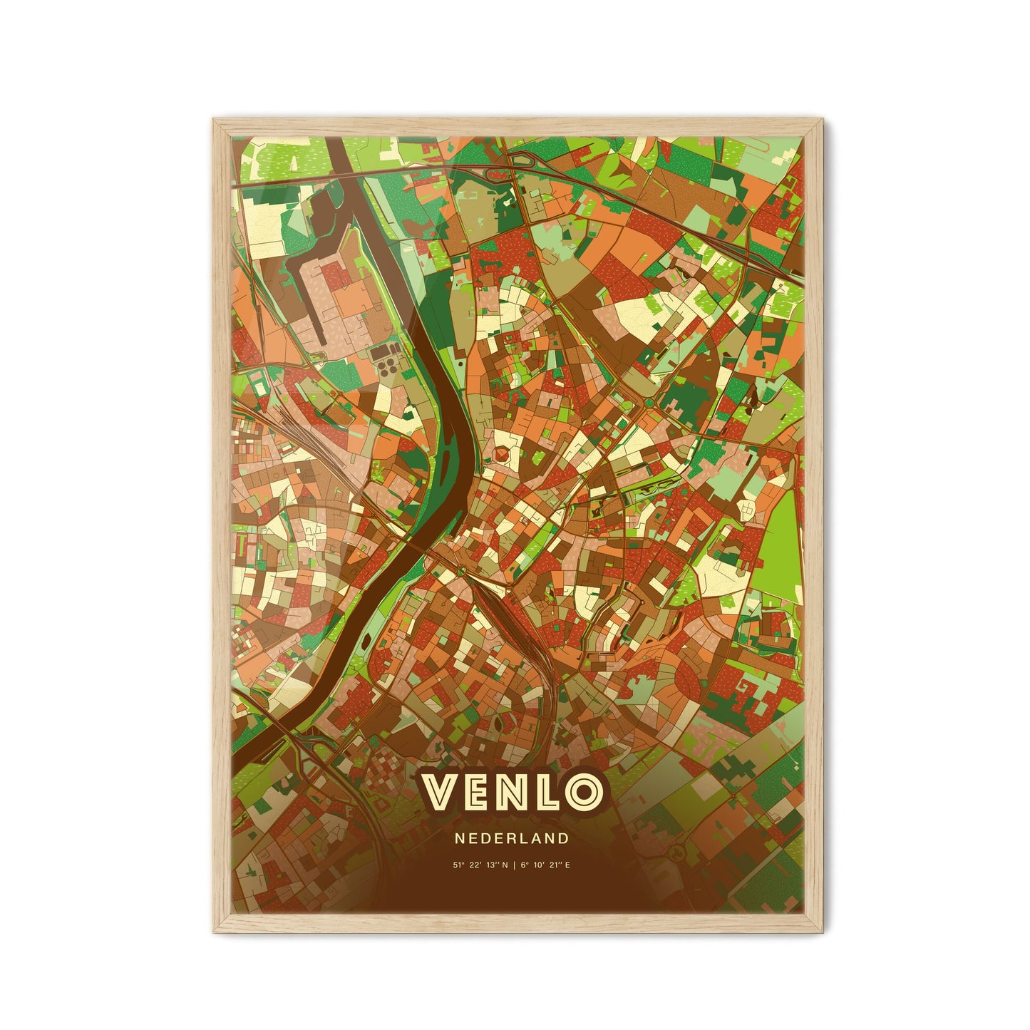 Colorful VENLO NETHERLANDS Fine Art Map Farmhouse