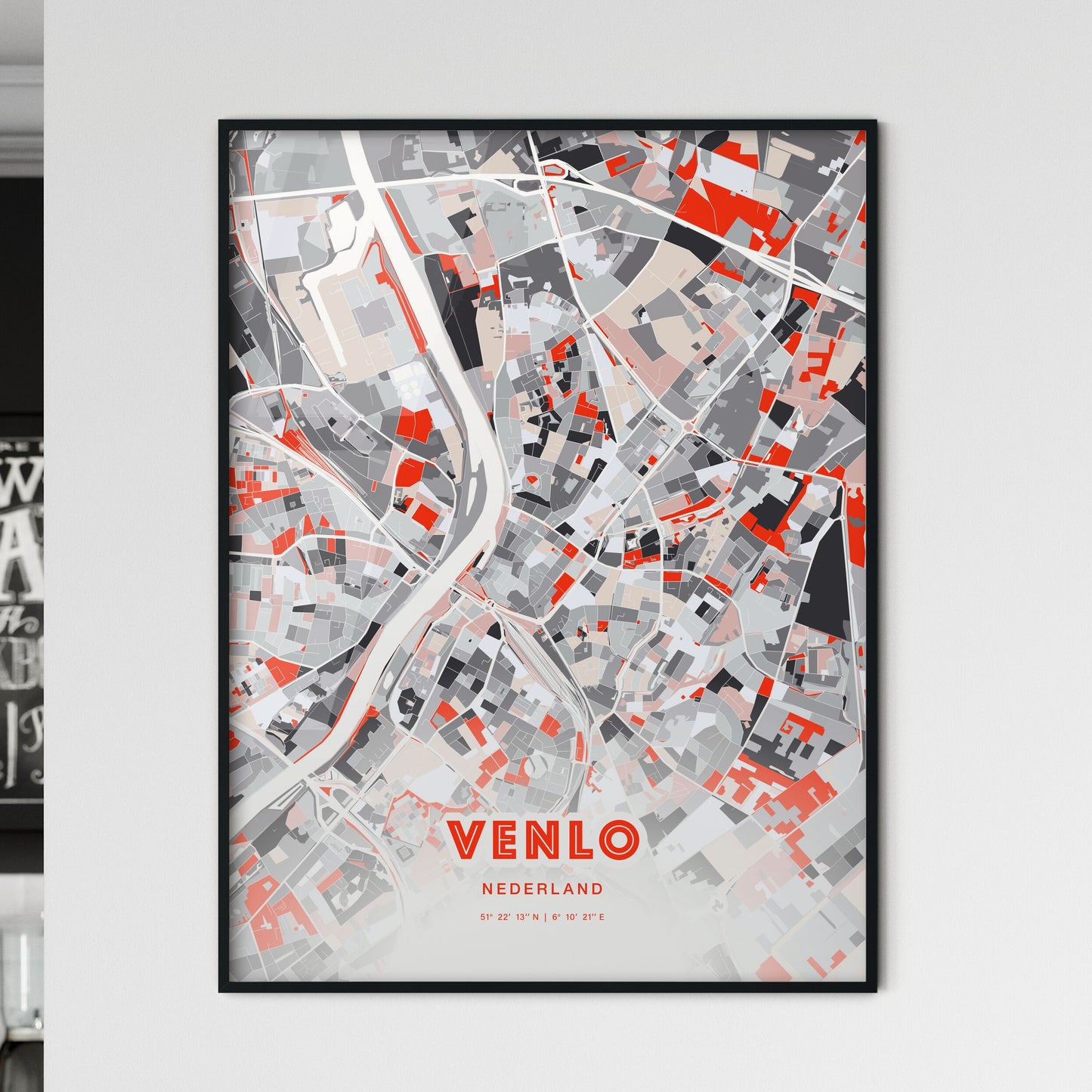 Colorful VENLO NETHERLANDS Fine Art Map Modern