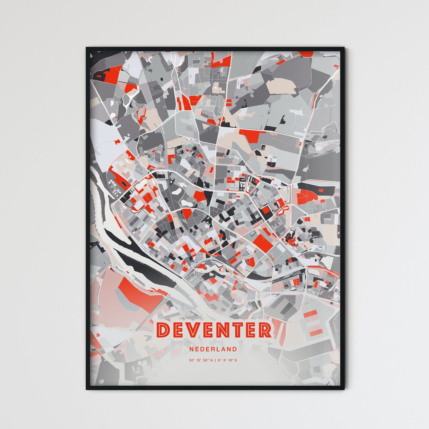Colorful DEVENTER NETHERLANDS Fine Art Map Modern