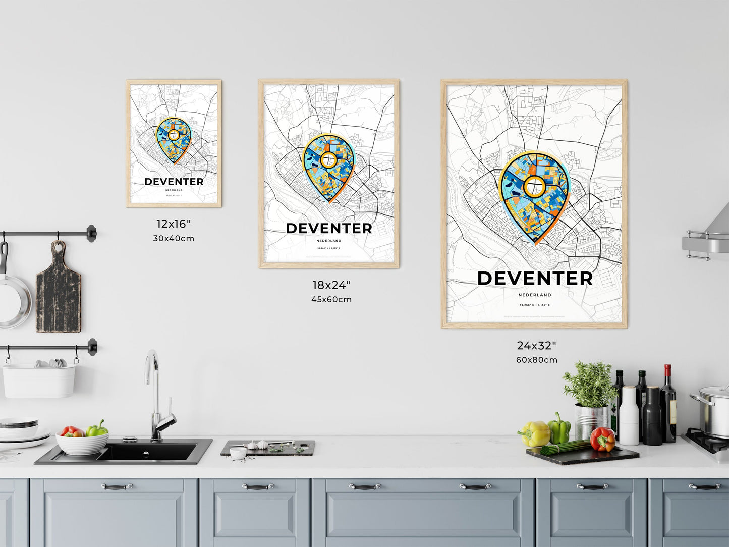 Deventer Netherlands art map size chart