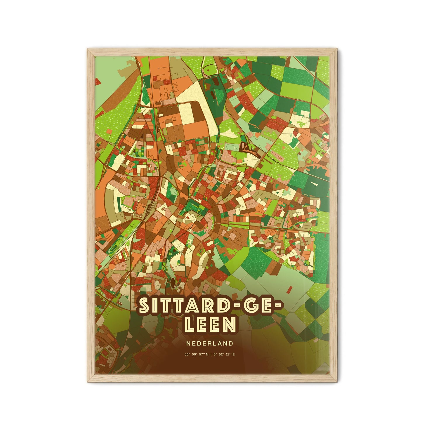 Colorful SITTARD-GELEEN NETHERLANDS Fine Art Map Farmhouse