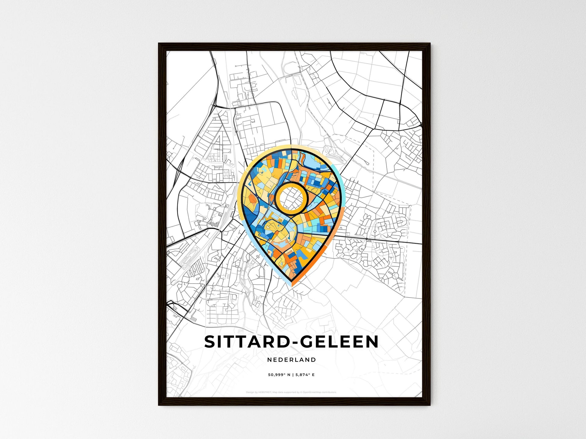 Sittard-Geleen Netherlands wedding art map with pointer icon