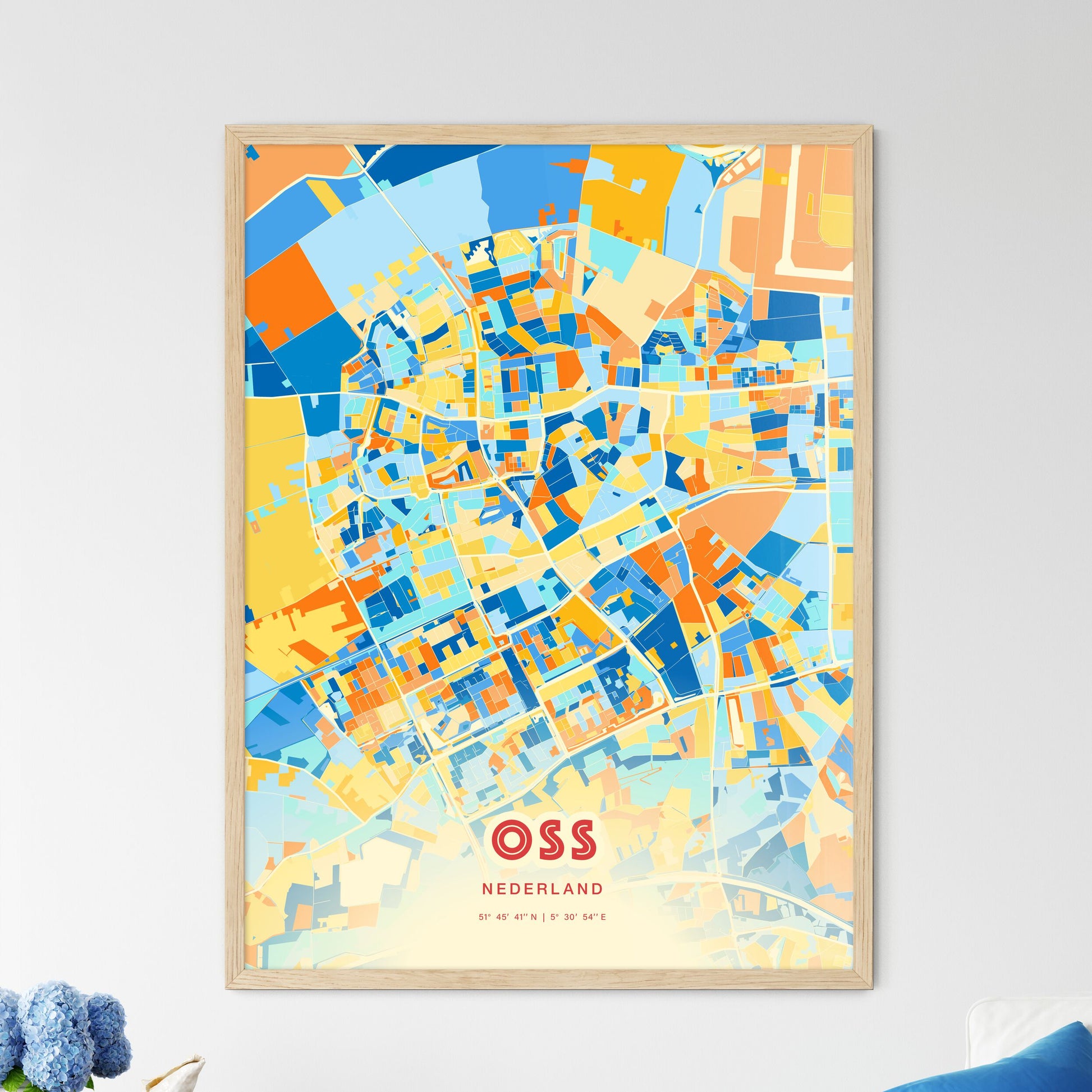 Colorful OSS NETHERLANDS Fine Art Map Blue Orange