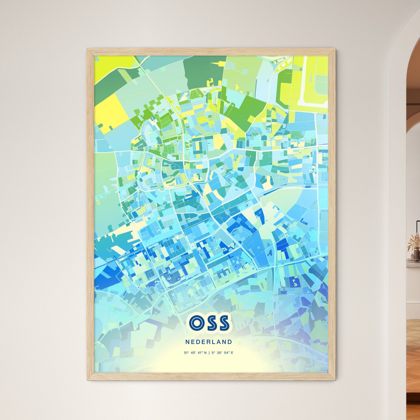 Colorful OSS NETHERLANDS Fine Art Map Cool Blue