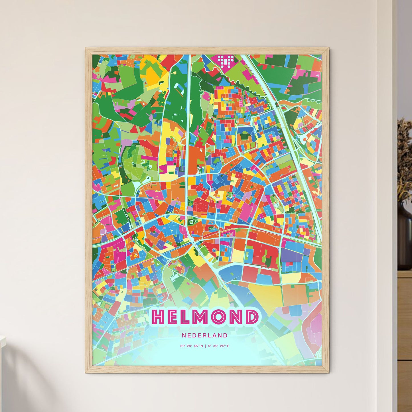 Colorful HELMOND NETHERLANDS Fine Art Map Crazy Colors