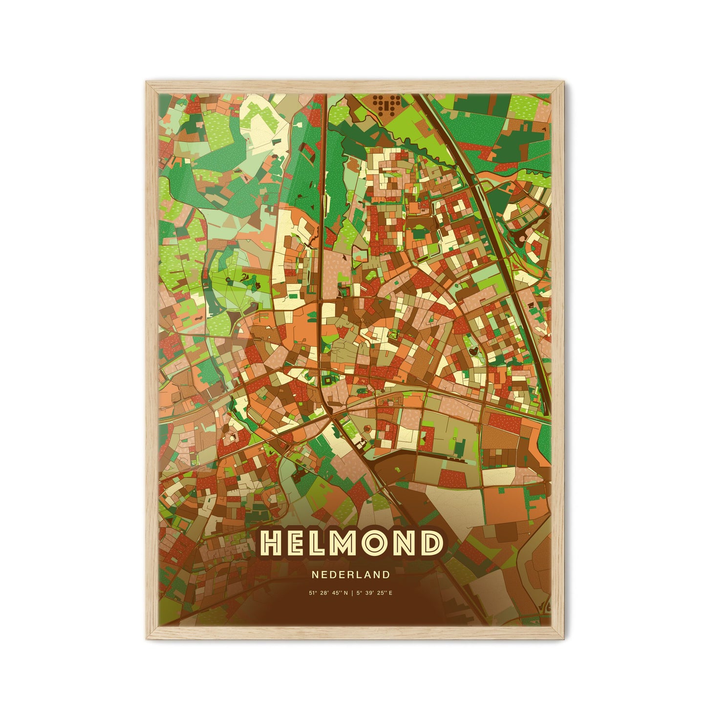 Colorful HELMOND NETHERLANDS Fine Art Map Farmhouse