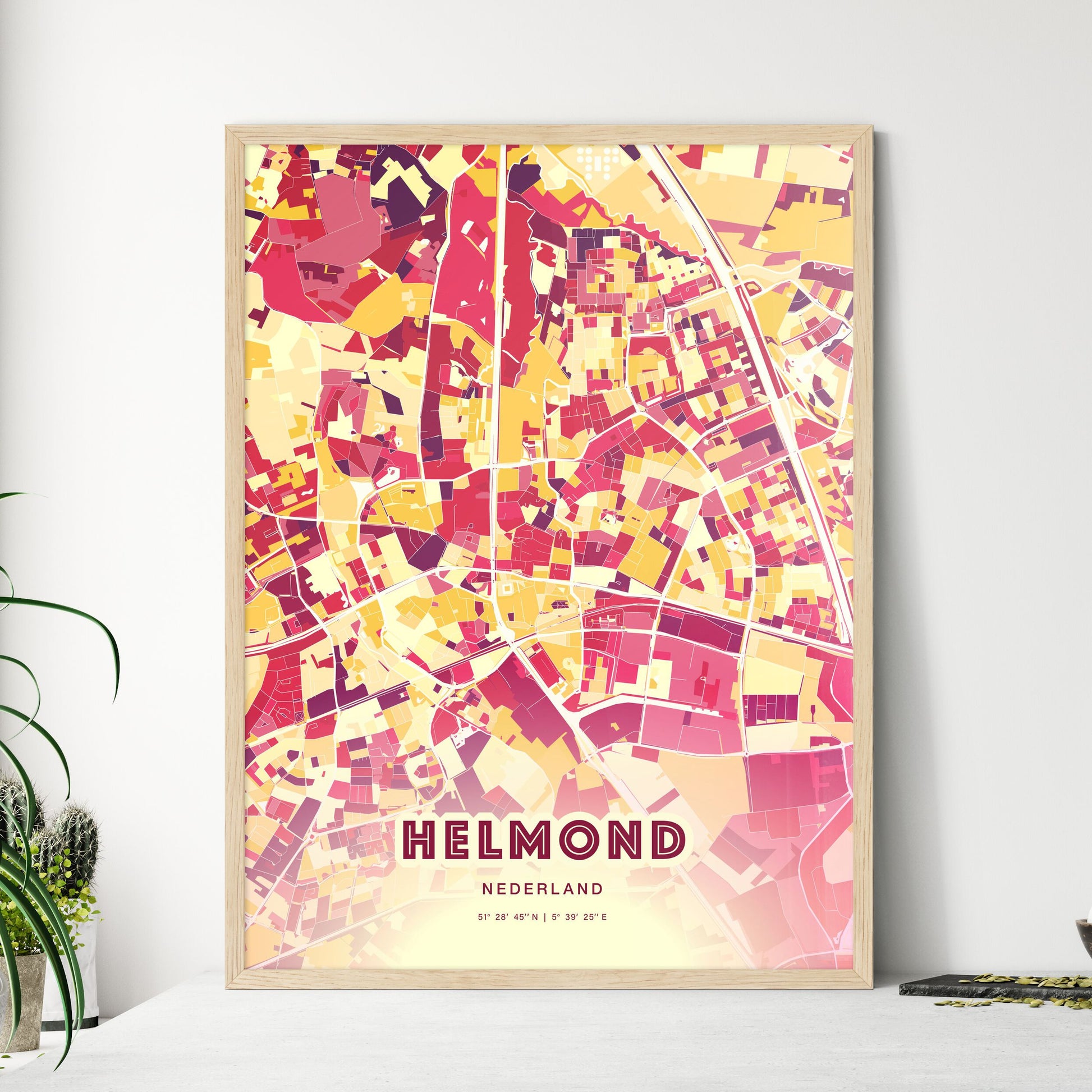 Colorful HELMOND NETHERLANDS Fine Art Map Hot Red