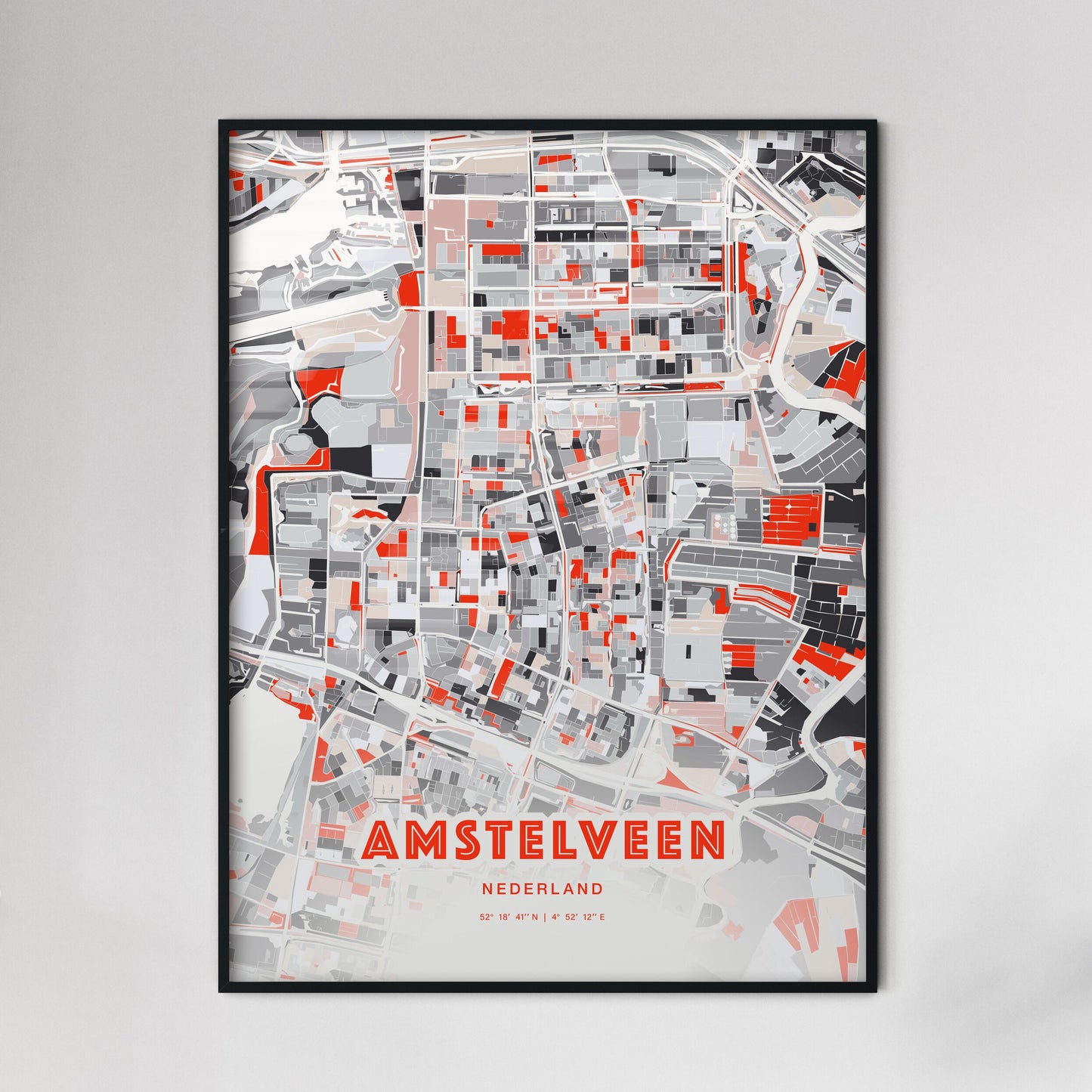 Colorful AMSTELVEEN NETHERLANDS Fine Art Map Modern