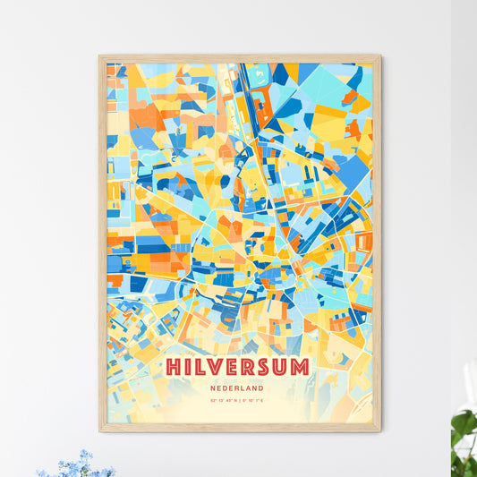 Colorful HILVERSUM NETHERLANDS Fine Art Map Blue Orange