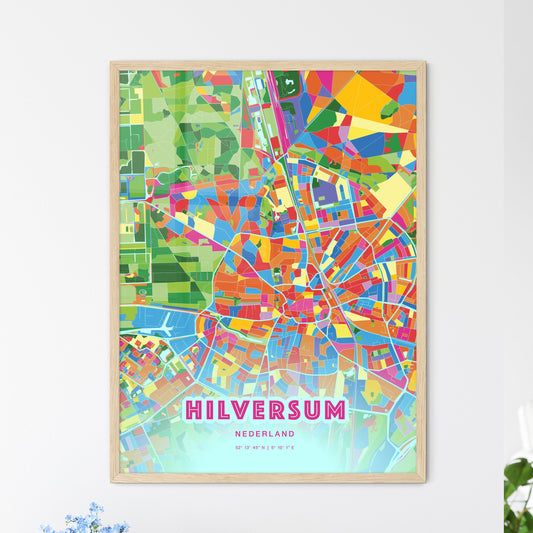 Colorful HILVERSUM NETHERLANDS Fine Art Map Crazy Colors