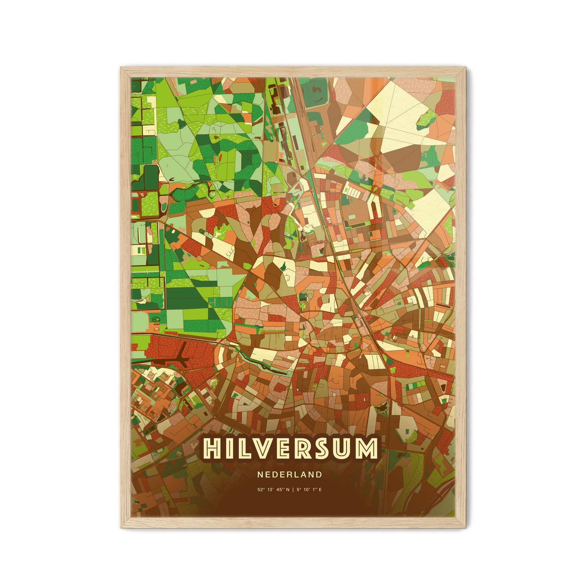 Colorful HILVERSUM NETHERLANDS Fine Art Map Farmhouse