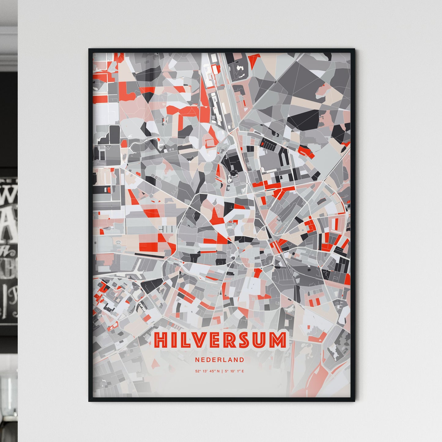 Colorful HILVERSUM NETHERLANDS Fine Art Map Modern