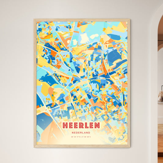 Colorful HEERLEN NETHERLANDS Fine Art Map Blue Orange