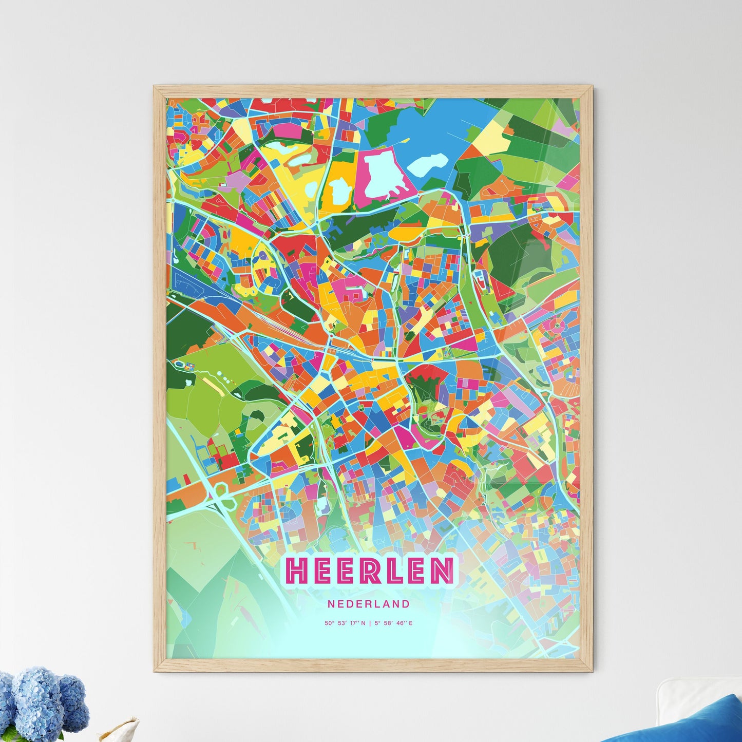 Colorful HEERLEN NETHERLANDS Fine Art Map Crazy Colors