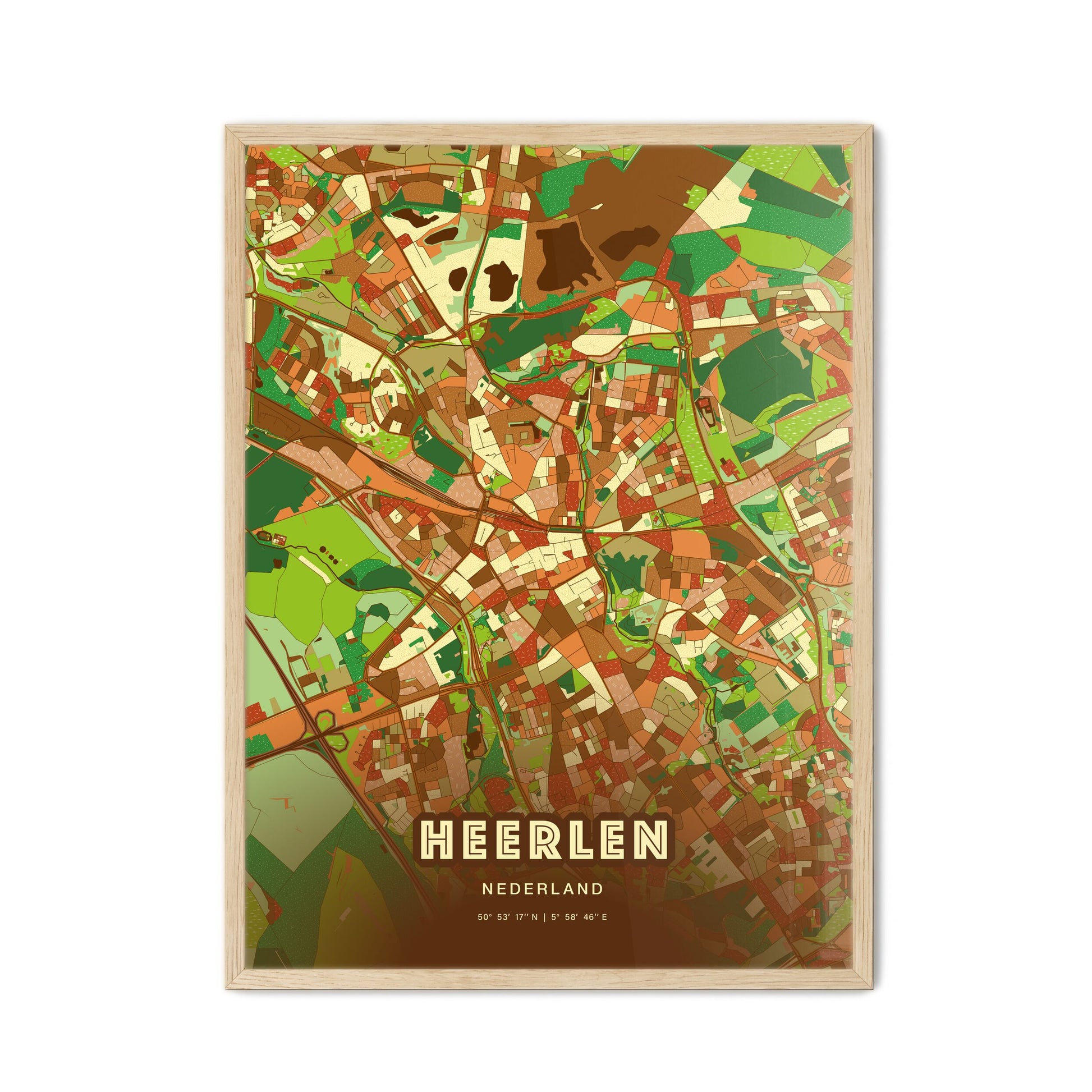 Colorful HEERLEN NETHERLANDS Fine Art Map Farmhouse