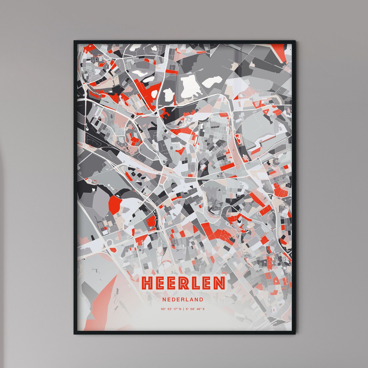 Colorful HEERLEN NETHERLANDS Fine Art Map Modern