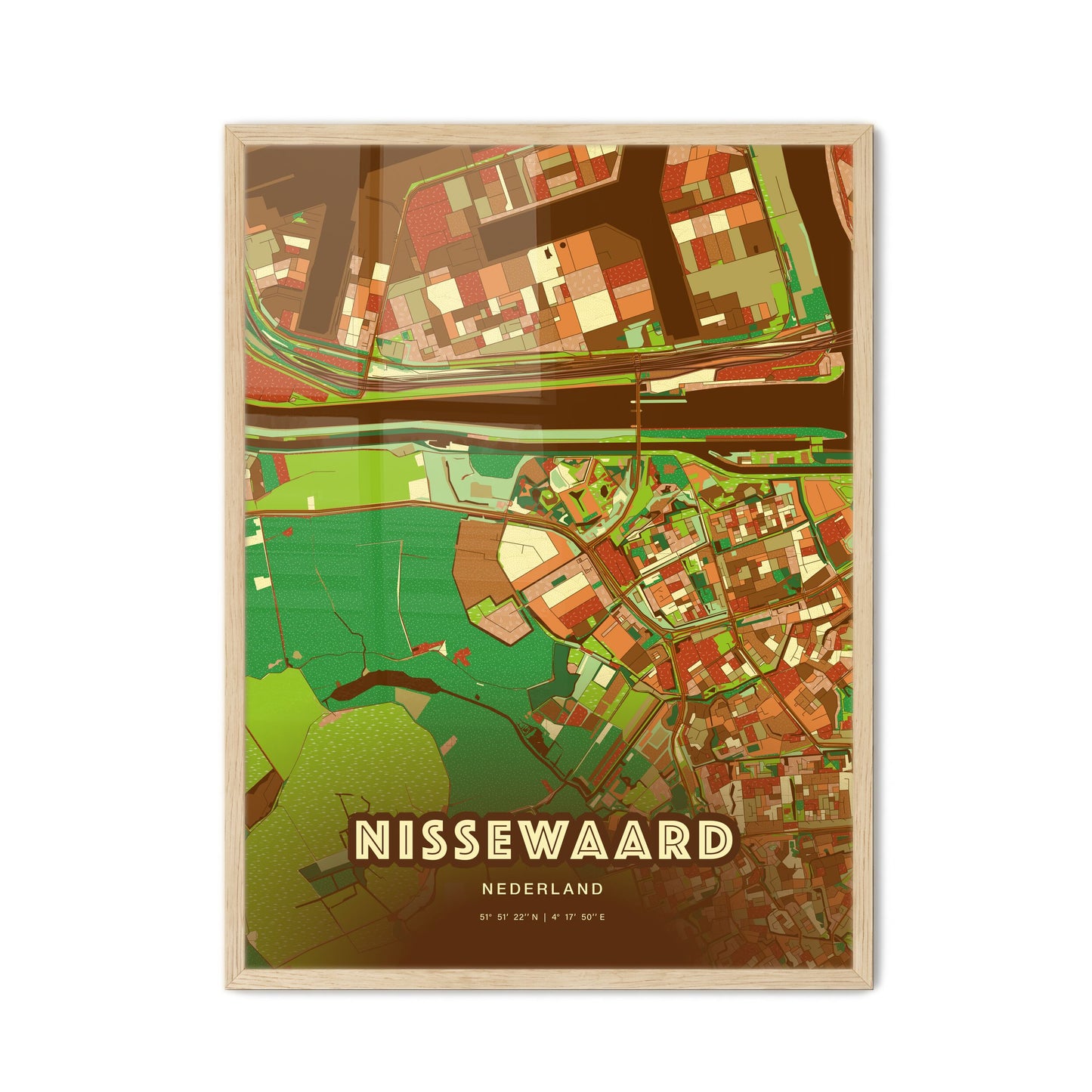 Colorful NISSEWAARD NETHERLANDS Fine Art Map Farmhouse