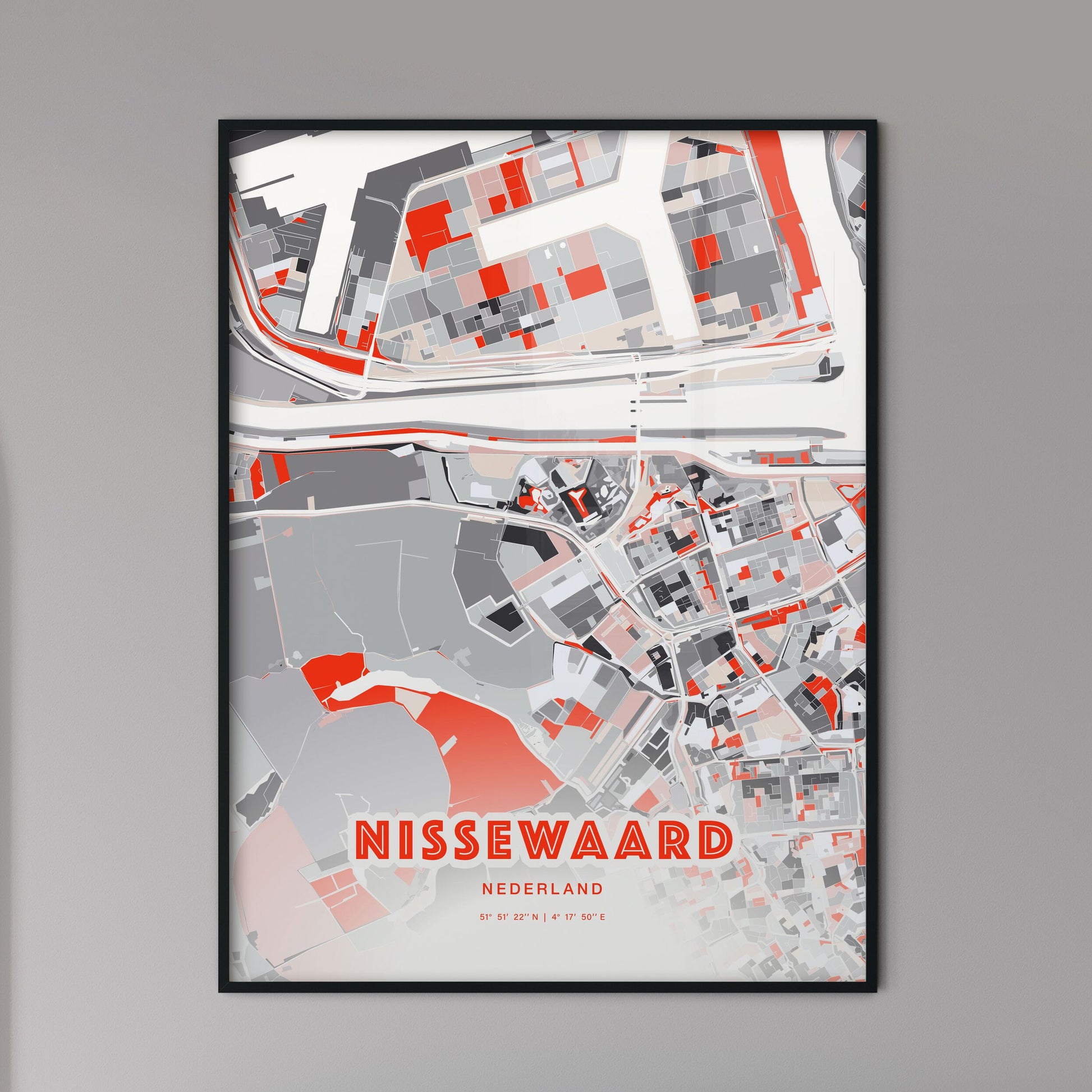 Colorful NISSEWAARD NETHERLANDS Fine Art Map Modern