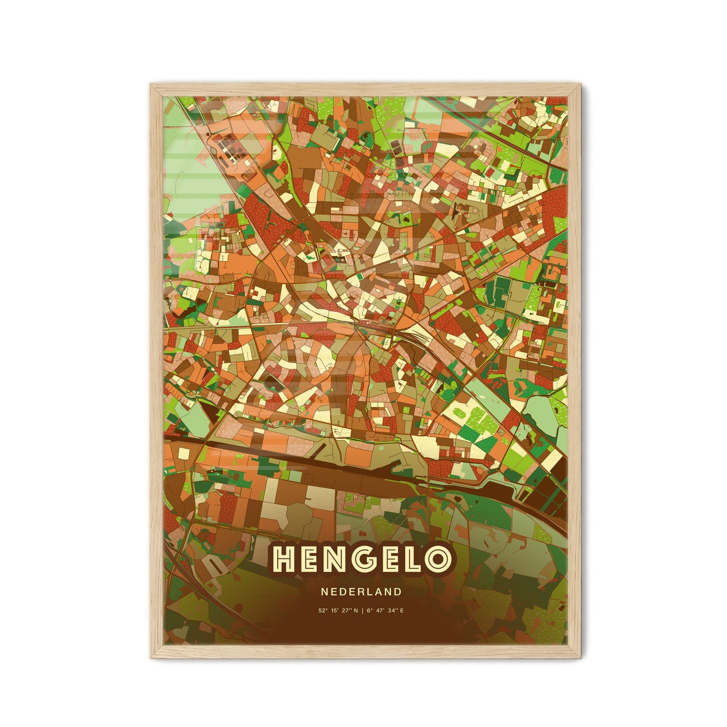 Colorful HENGELO NETHERLANDS Fine Art Map Farmhouse