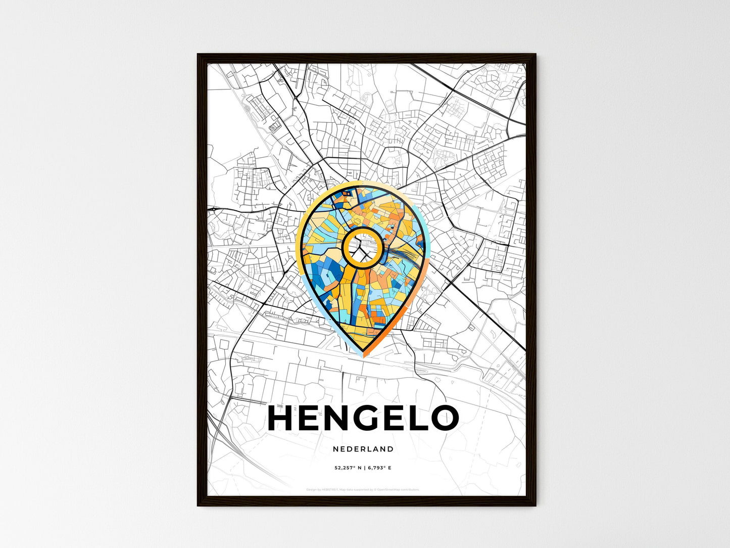 Hengelo Netherlands wedding art map with pointer icon