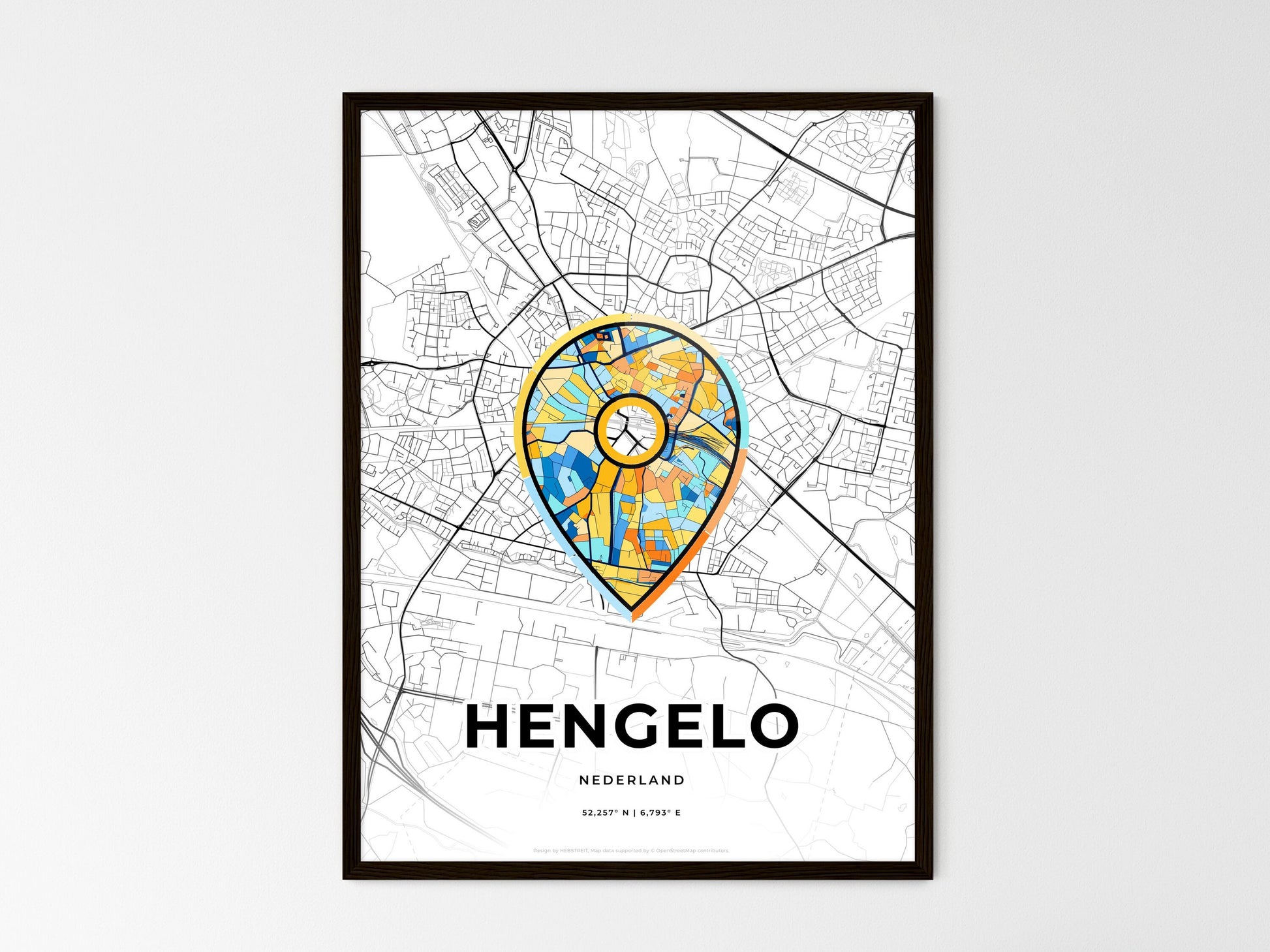 Hengelo Netherlands wedding art map with pointer icon