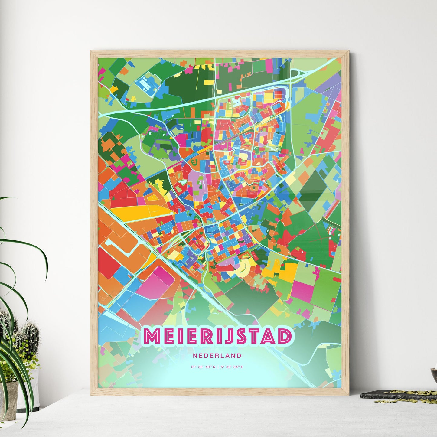 Colorful MEIERIJSTAD NETHERLANDS Fine Art Map Crazy Colors