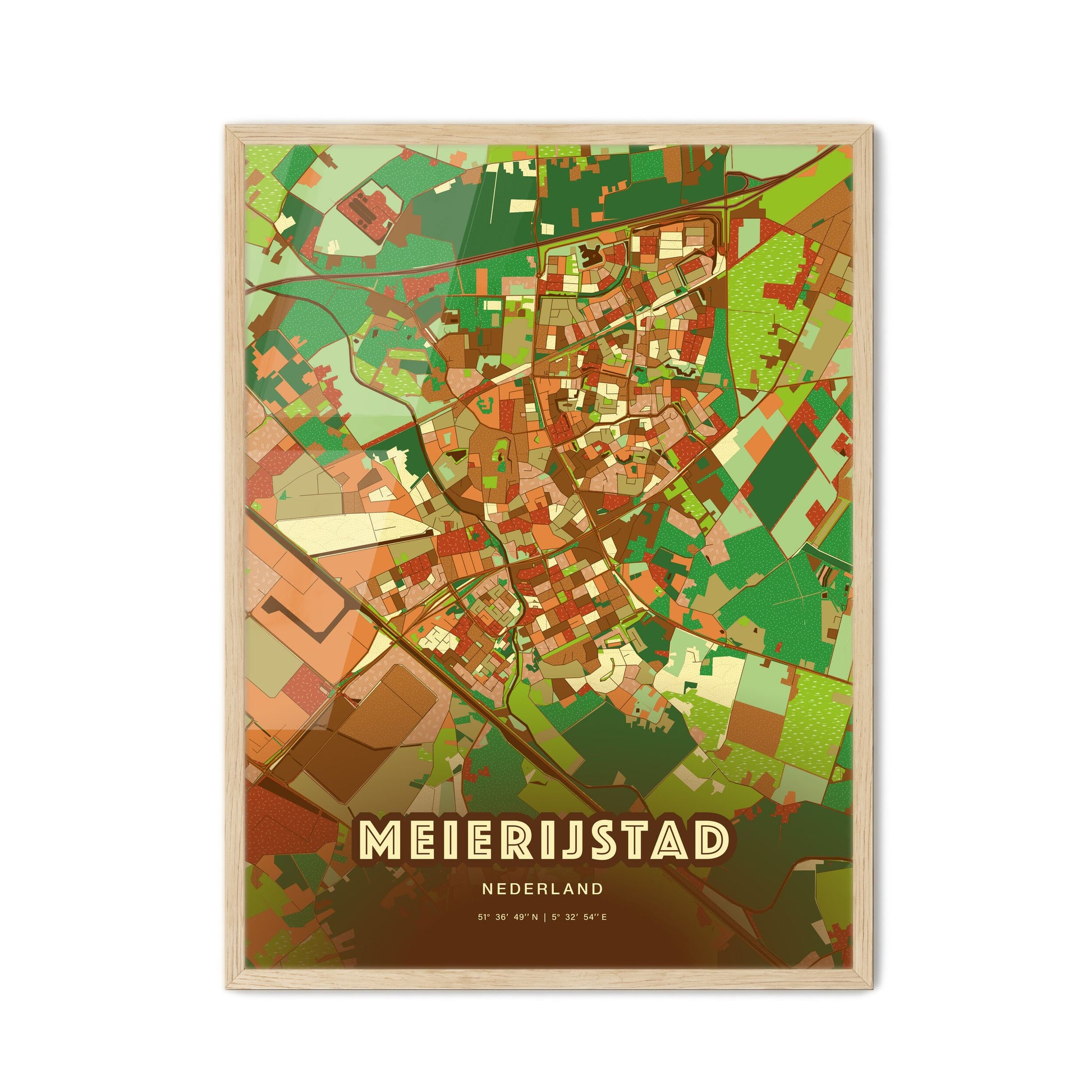 Colorful MEIERIJSTAD NETHERLANDS Fine Art Map Farmhouse