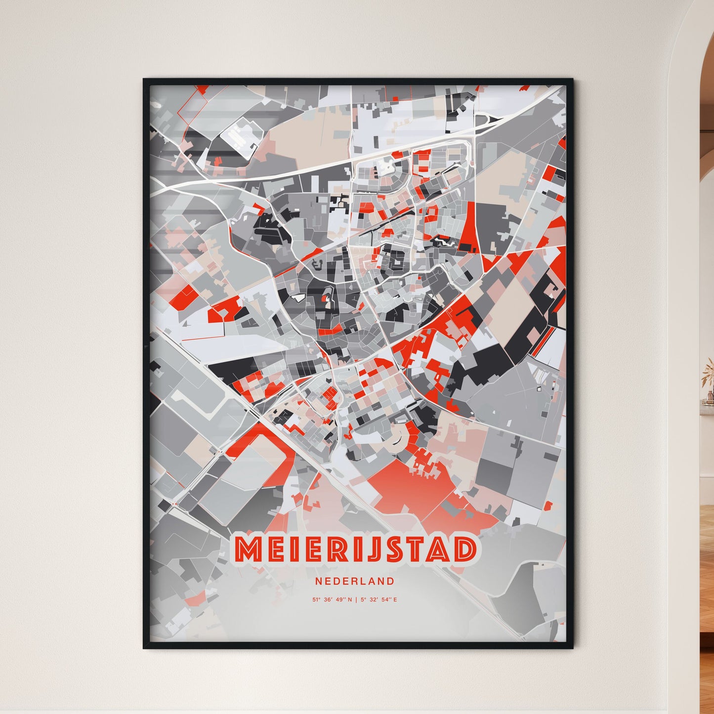 Colorful MEIERIJSTAD NETHERLANDS Fine Art Map Modern