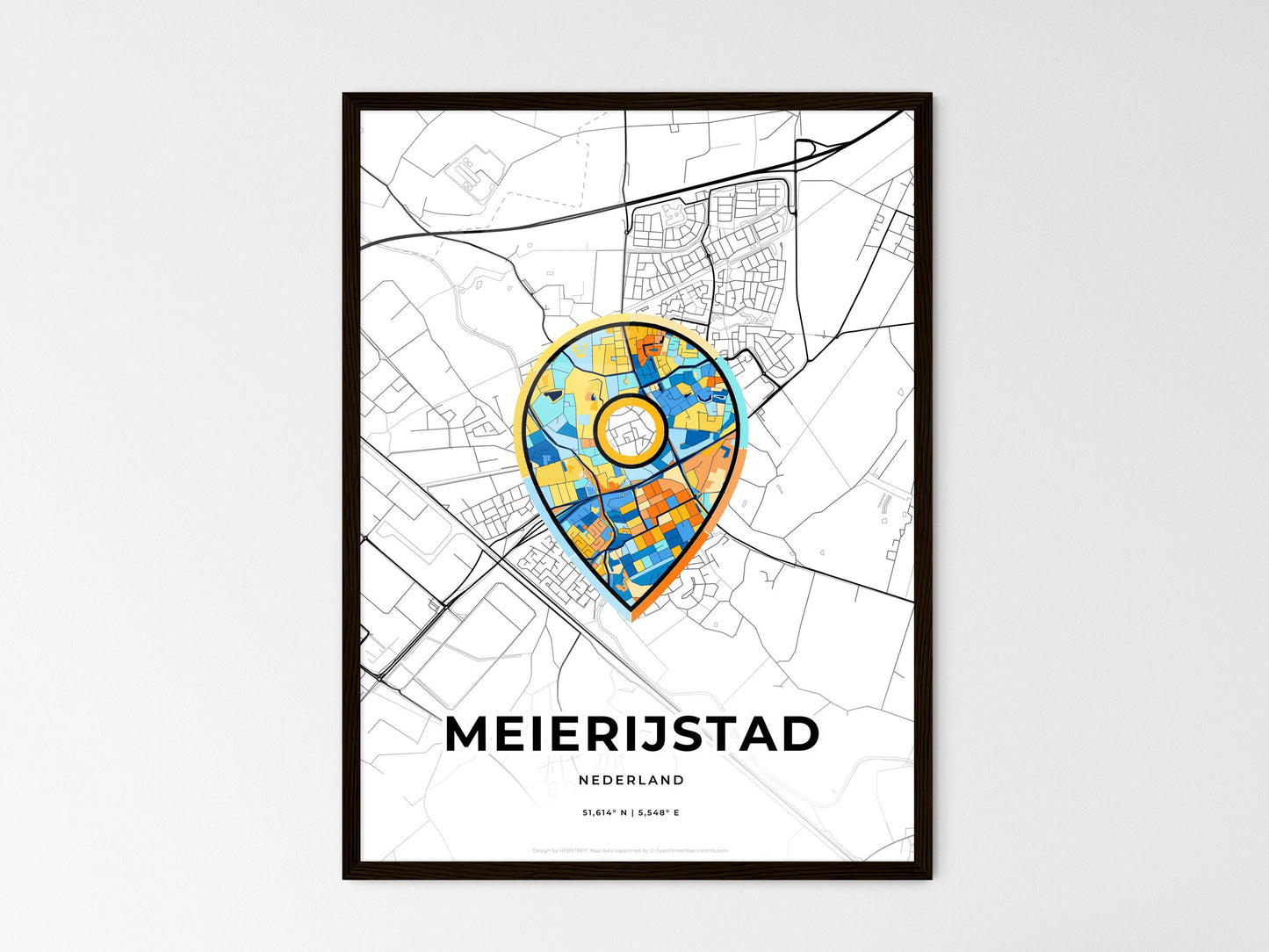 Meierijstad Netherlands wedding art map with pointer icon