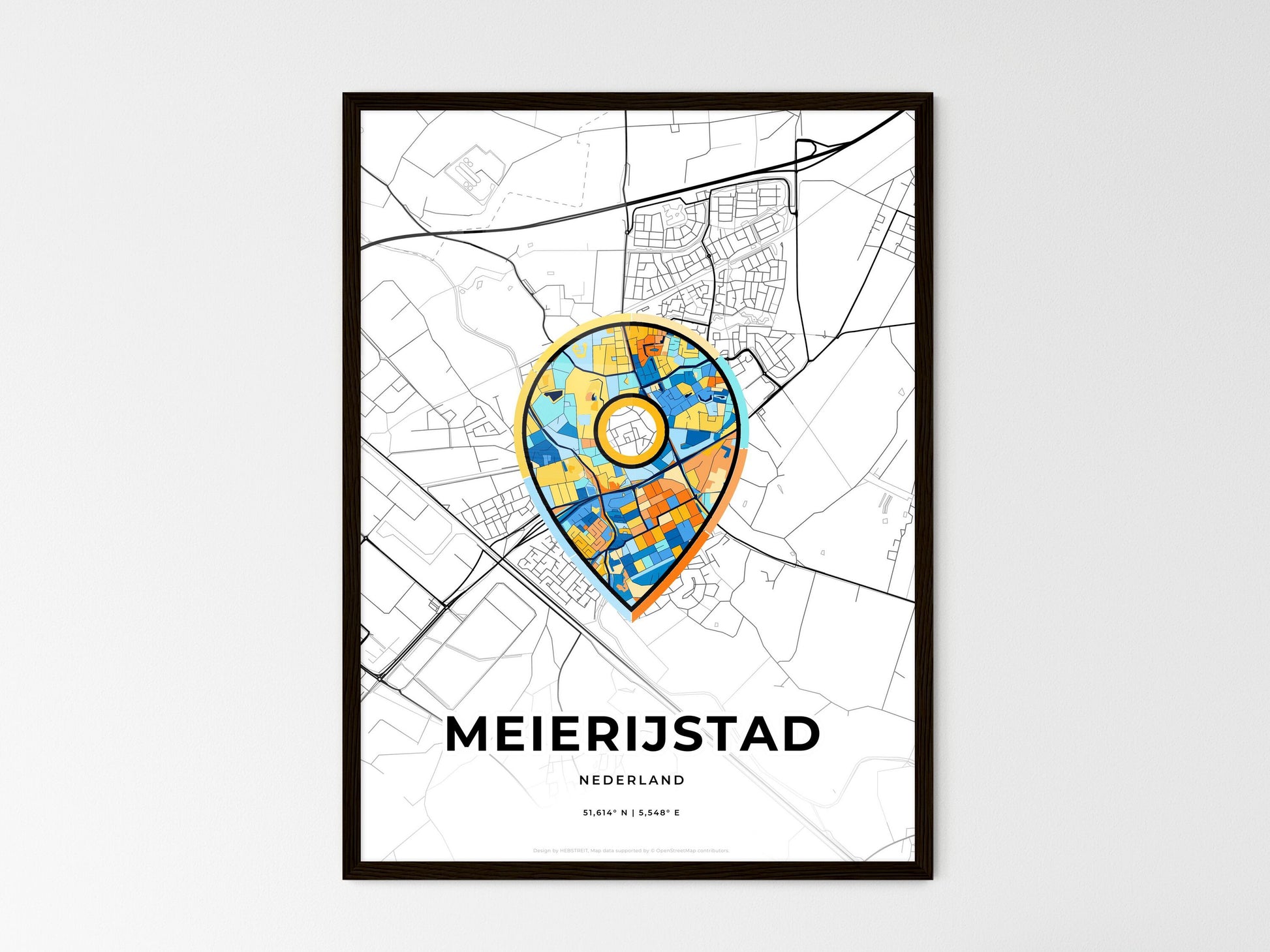 Meierijstad Netherlands wedding art map with pointer icon