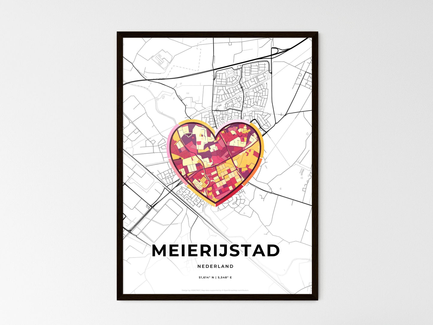 Meierijstad Netherlands wedding art map with heart icon