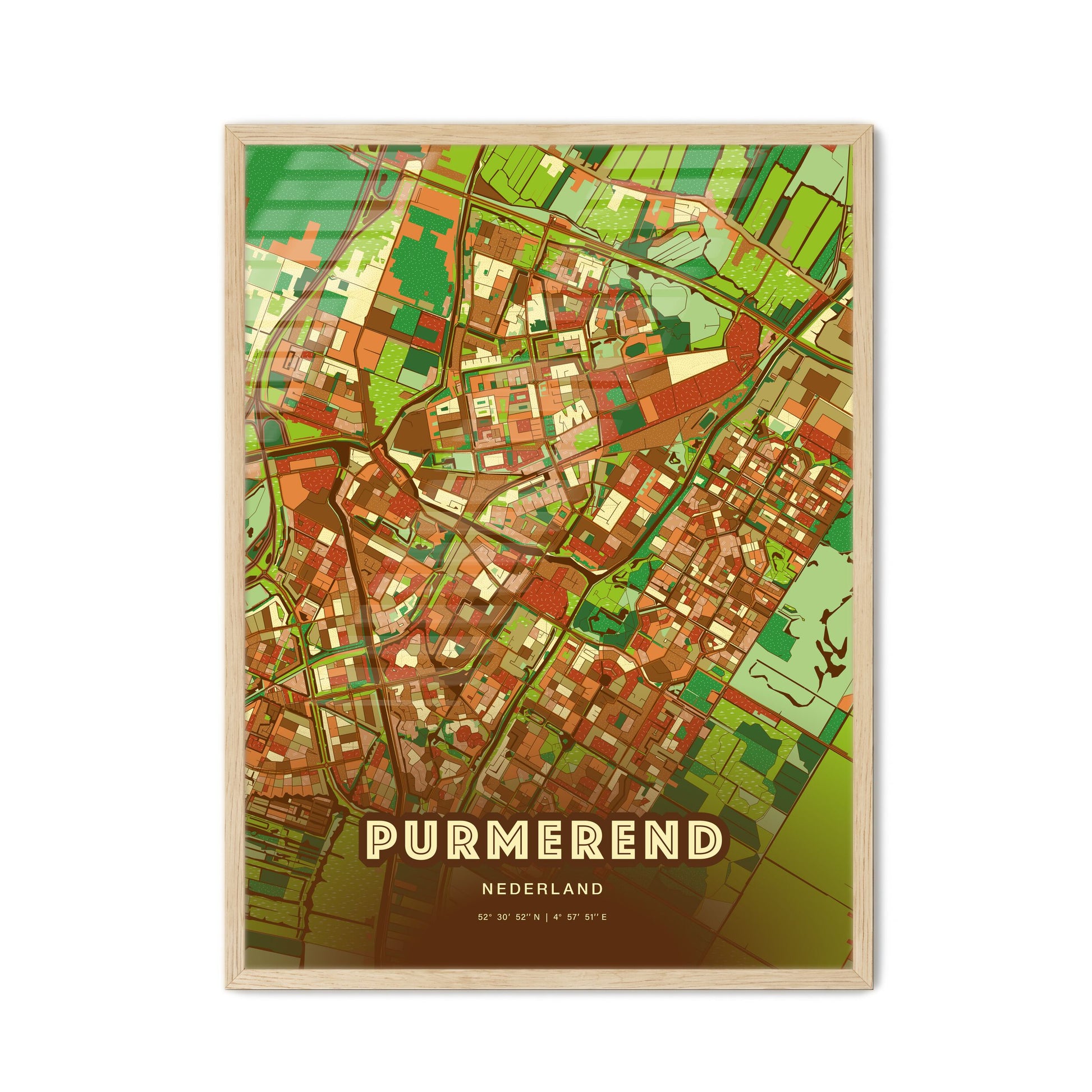 Colorful PURMEREND NETHERLANDS Fine Art Map Farmhouse