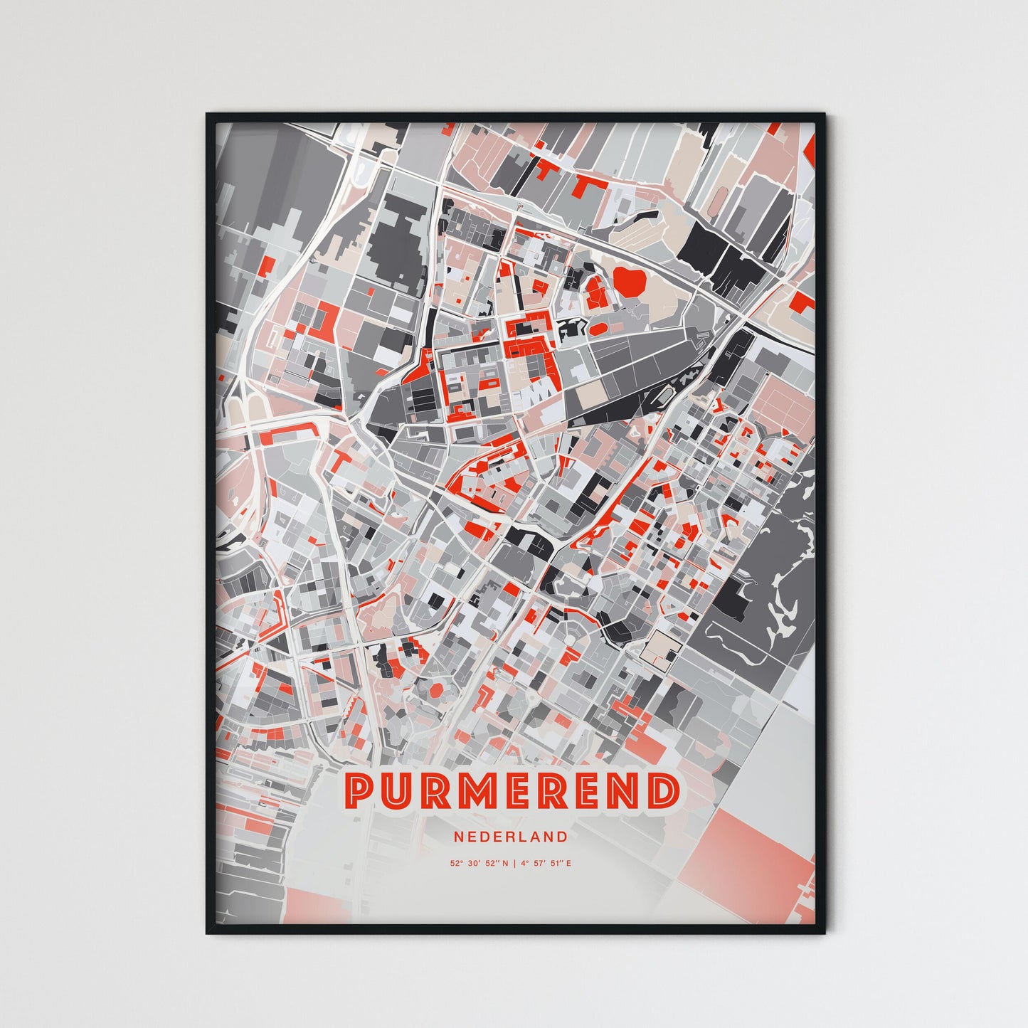 Colorful PURMEREND NETHERLANDS Fine Art Map Modern