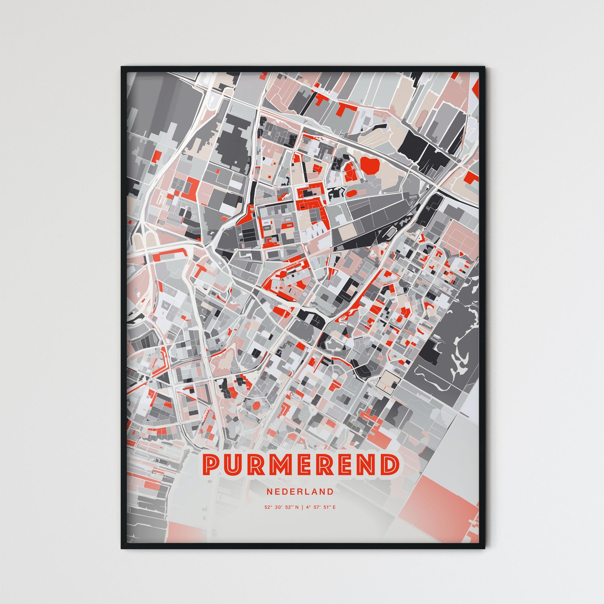 Colorful PURMEREND NETHERLANDS Fine Art Map Modern