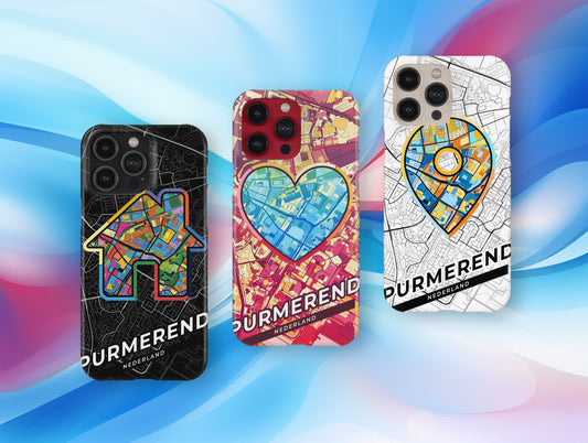Purmerend Netherlands slim phone case with colorful icon. Birthday, wedding or housewarming gift. Couple match cases.