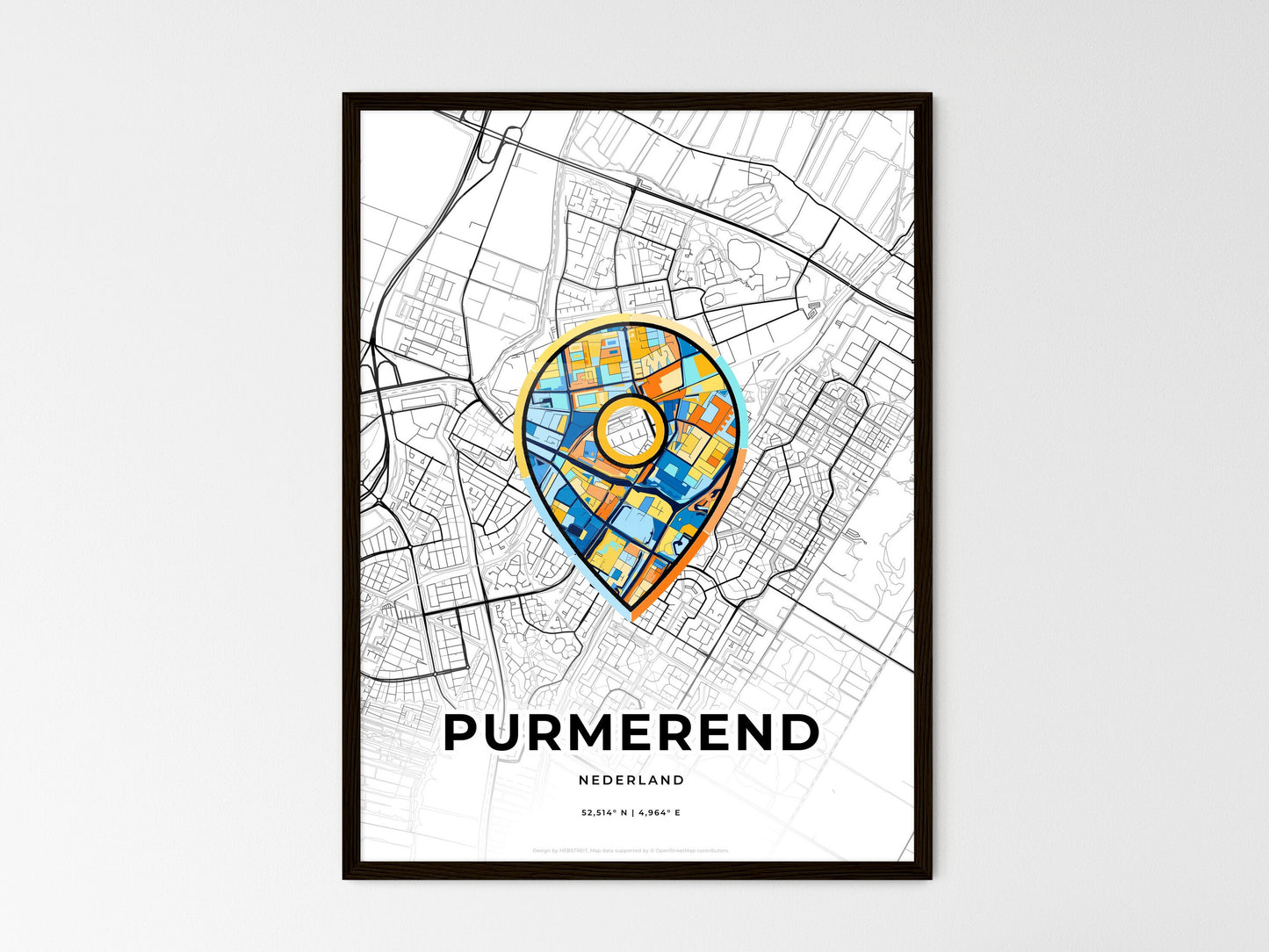 Purmerend Netherlands wedding art map with pointer icon