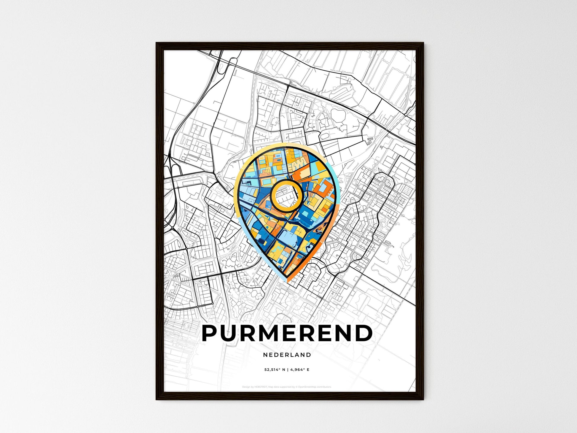 Purmerend Netherlands wedding art map with pointer icon