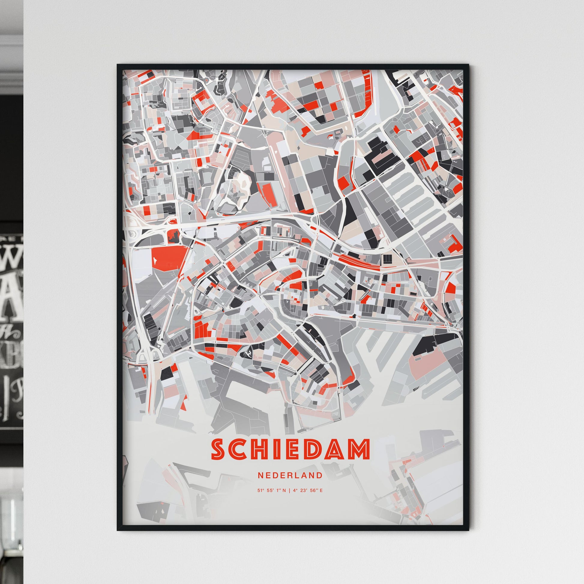 Colorful SCHIEDAM NETHERLANDS Fine Art Map Modern