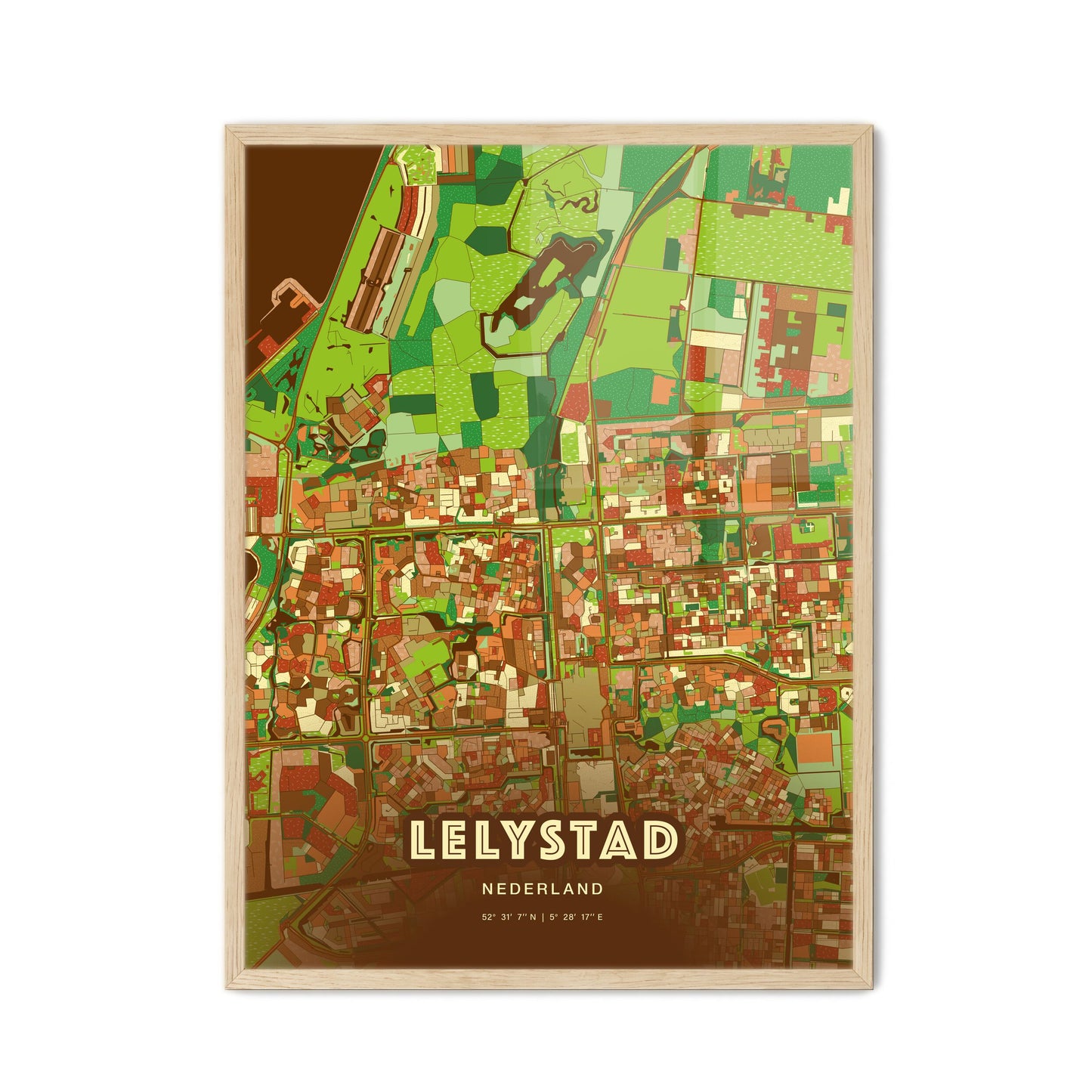 Colorful LELYSTAD NETHERLANDS Fine Art Map Farmhouse