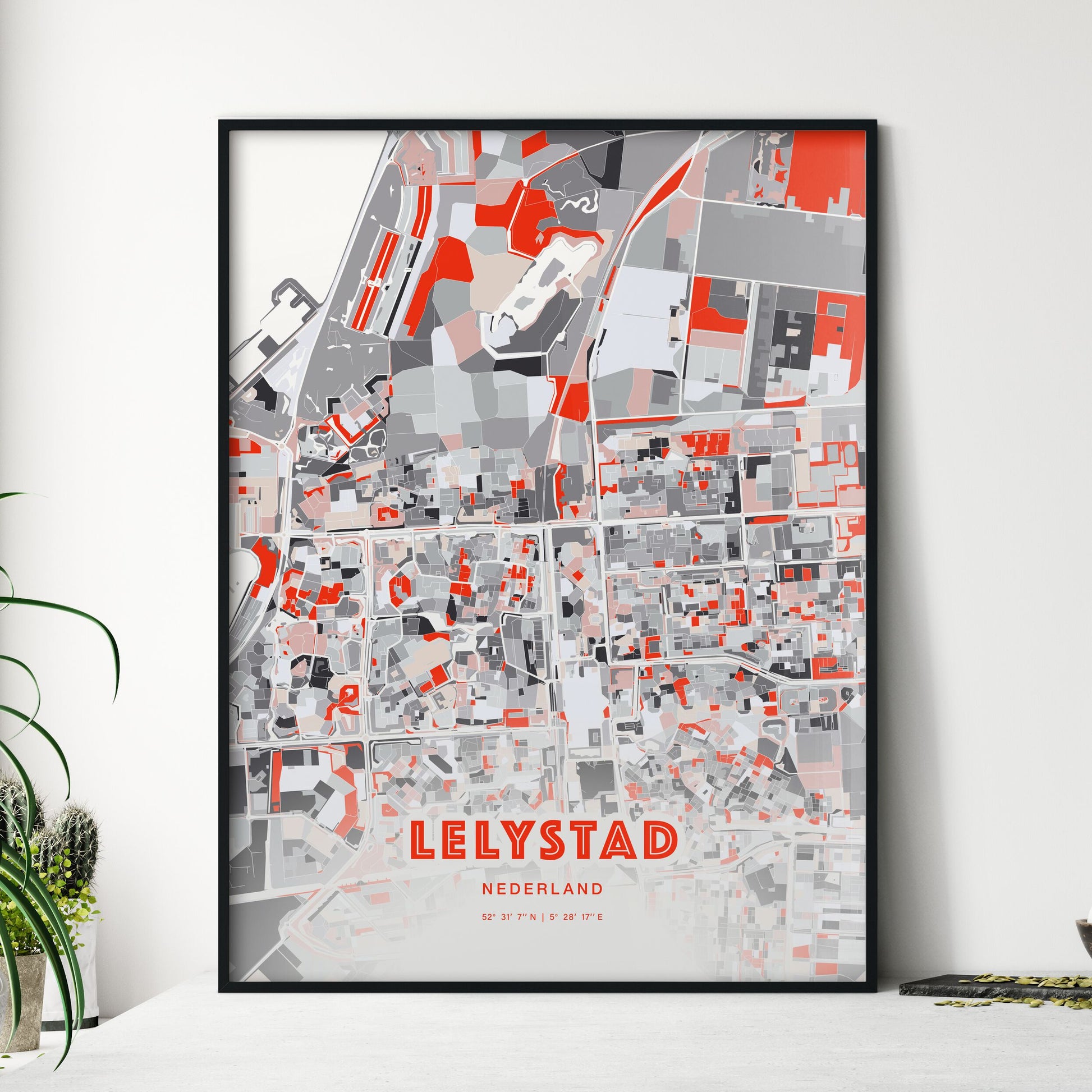 Colorful LELYSTAD NETHERLANDS Fine Art Map Modern