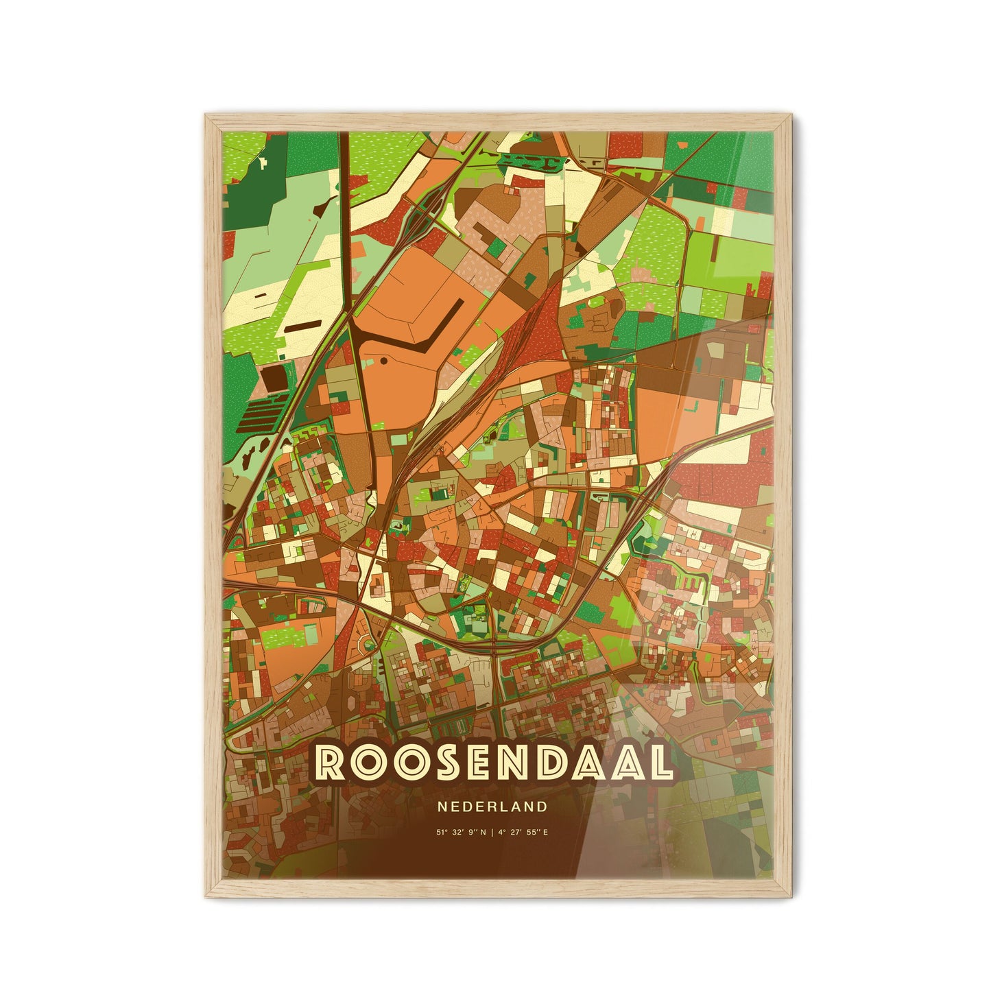 Colorful ROOSENDAAL NETHERLANDS Fine Art Map Farmhouse