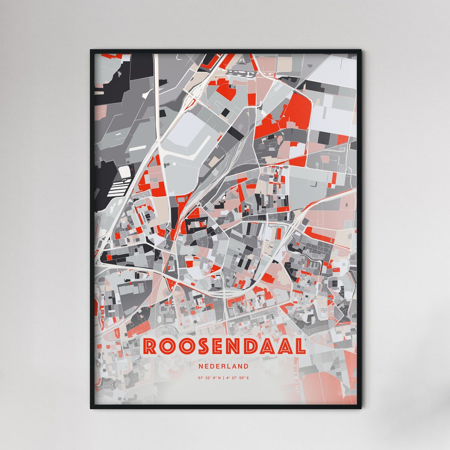 Colorful ROOSENDAAL NETHERLANDS Fine Art Map Modern