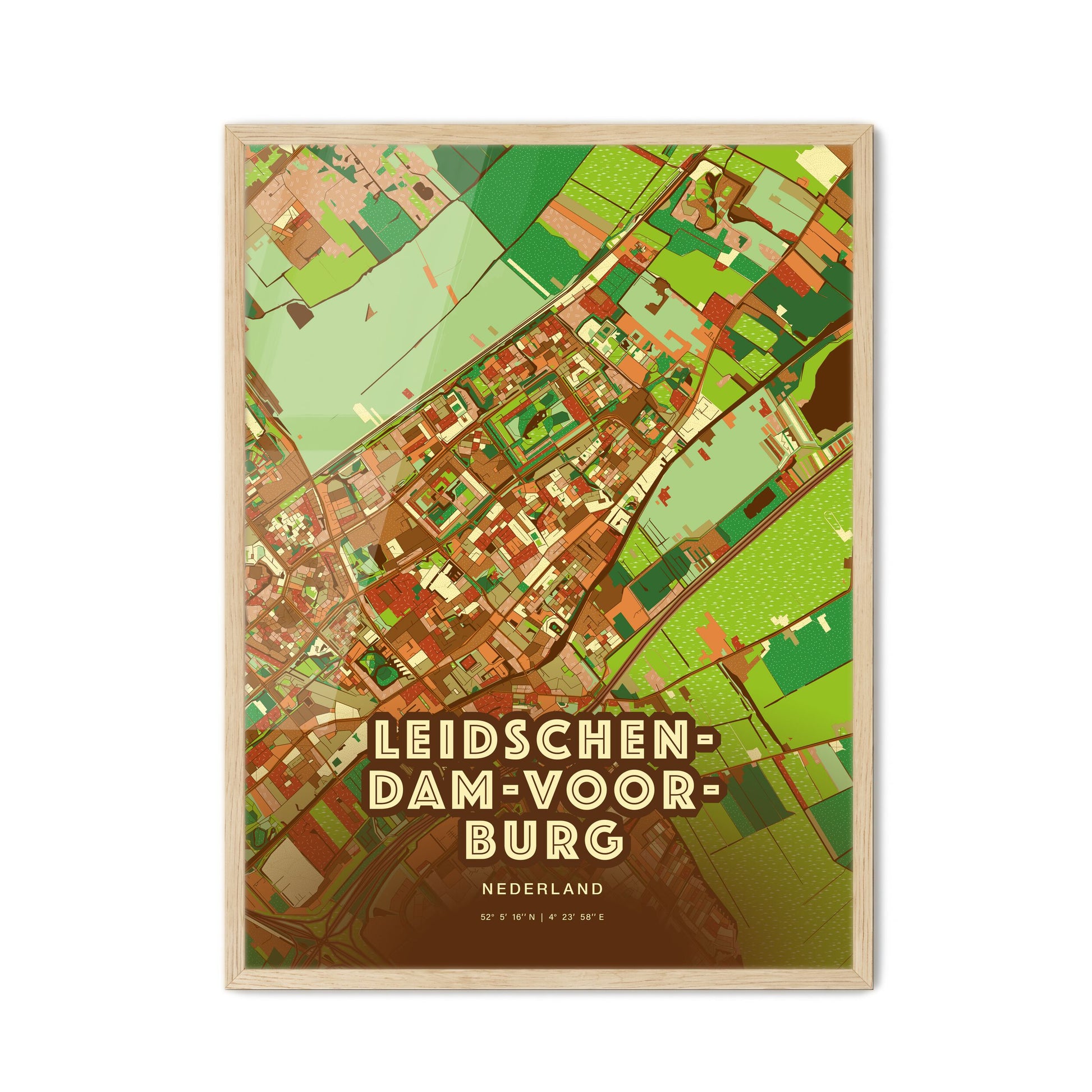 Colorful LEIDSCHENDAM-VOORBURG NETHERLANDS Fine Art Map Farmhouse