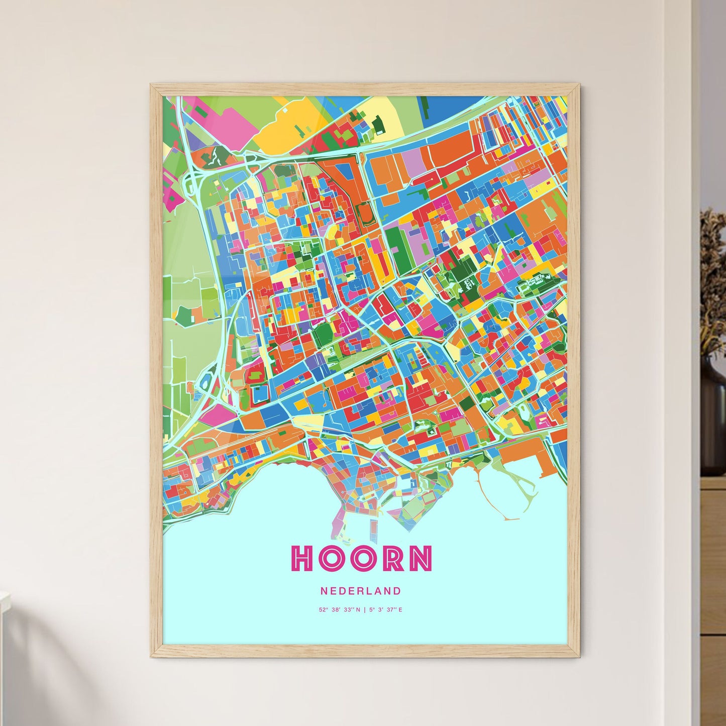 Colorful HOORN NETHERLANDS Fine Art Map Crazy Colors