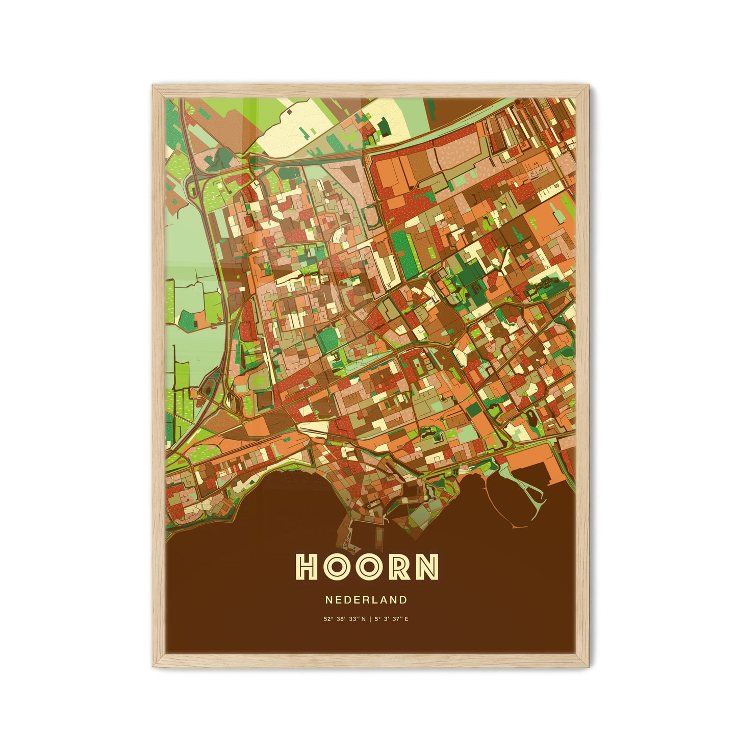 Colorful HOORN NETHERLANDS Fine Art Map Farmhouse