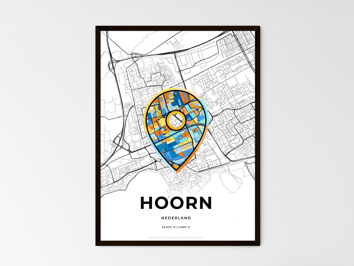 Hoorn Netherlands wedding art map with pointer icon