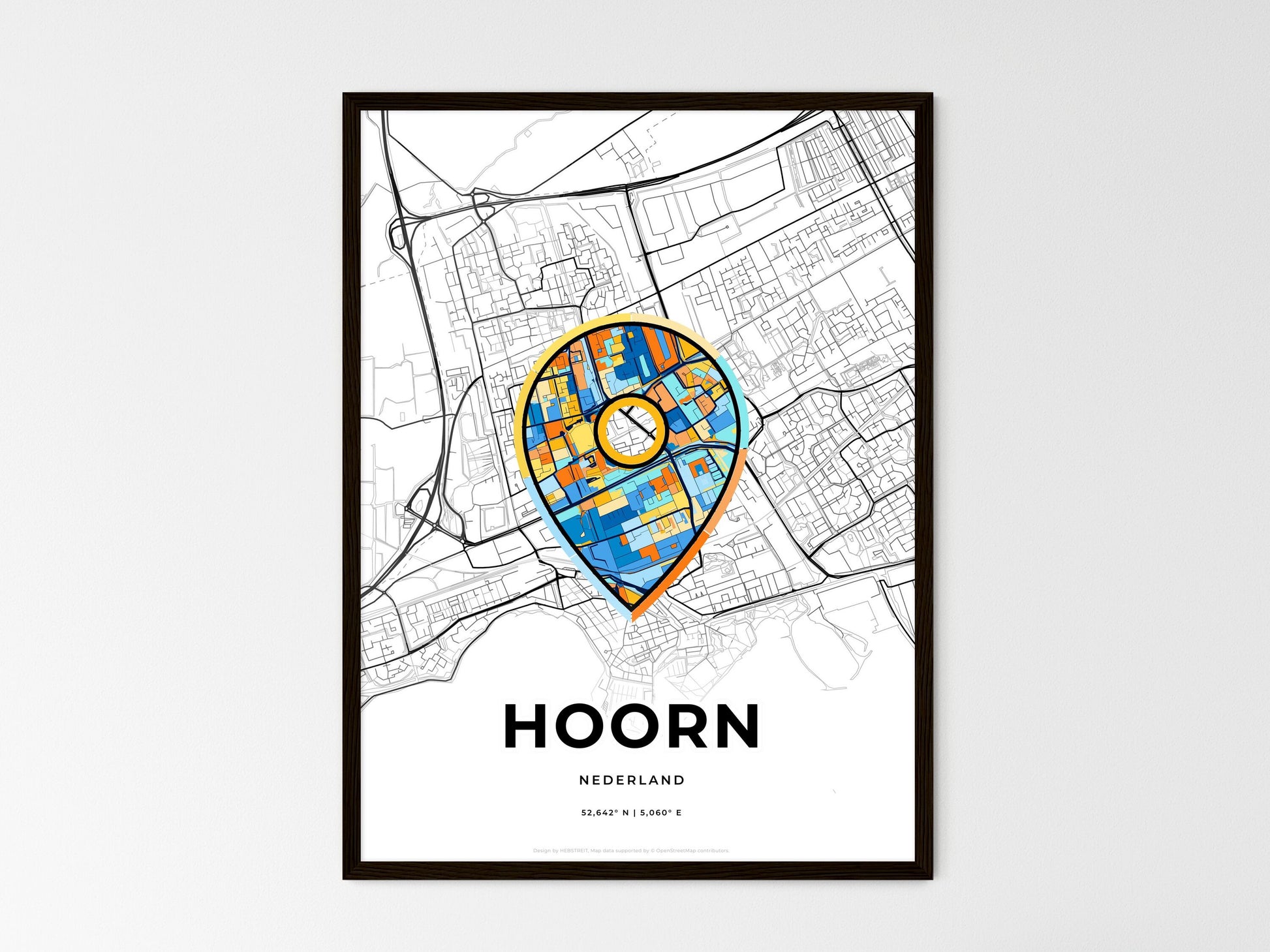 Hoorn Netherlands wedding art map with pointer icon
