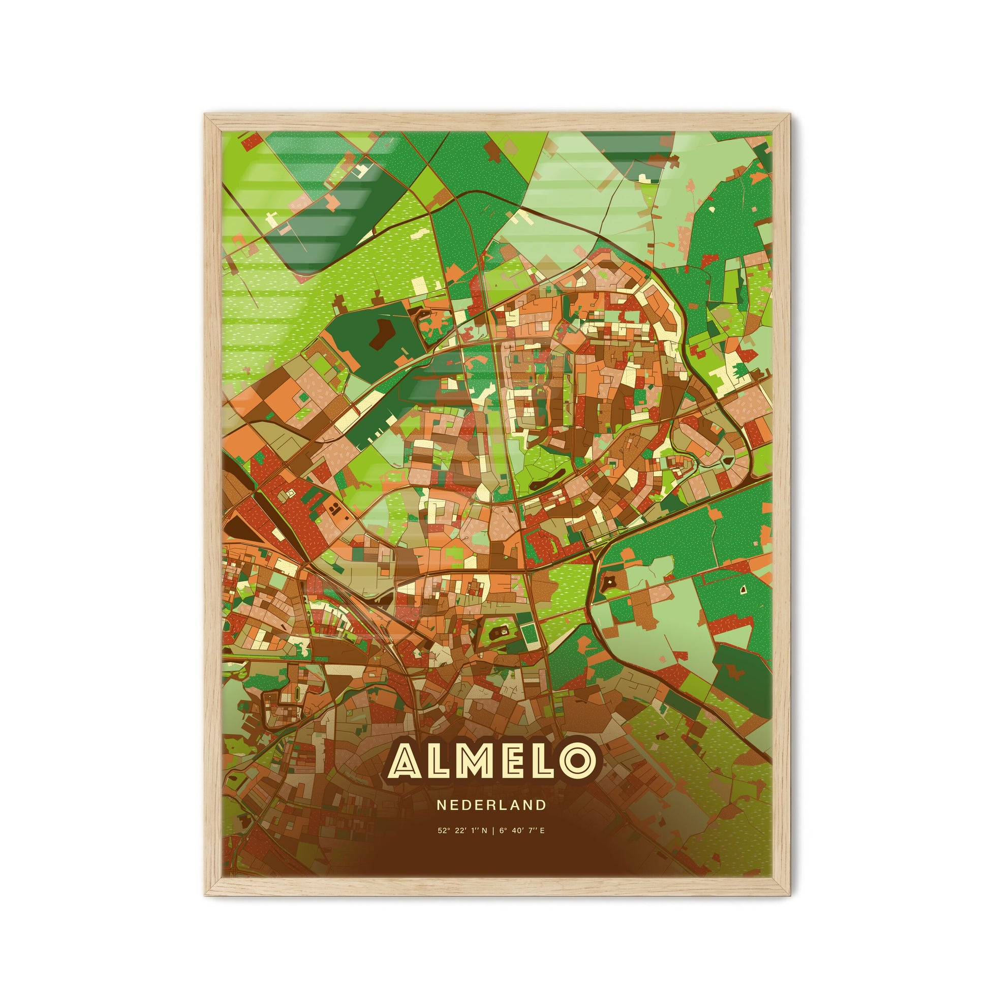 Colorful ALMELO NETHERLANDS Fine Art Map Farmhouse