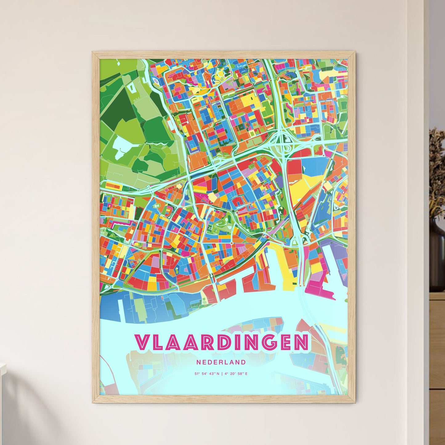 Colorful VLAARDINGEN NETHERLANDS Fine Art Map Crazy Colors